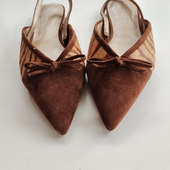 NEW Ann Taylor Brown Zebra Print Calf Hair Fur Pointed Toe Flats WOMENS SIZE 7M - Picture 6 of 8